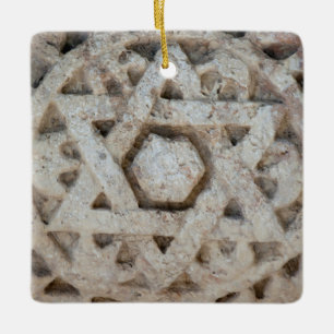Old Star of David carving, Israel Ceramic Ornament