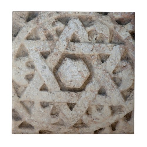 Old Star of David carving Israel Ceramic Tile