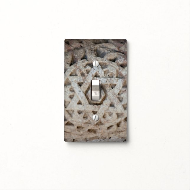Old Star of David carving, Israel Light Switch Cover (In Situ)