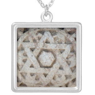 Old Star of David carving, Israel Silver Plated Necklace