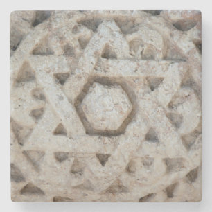 Old Star of David carving, Israel Stone Coaster