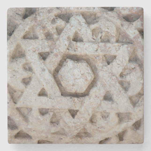 Old Star of David carving, Israel Stone Coaster (Front)