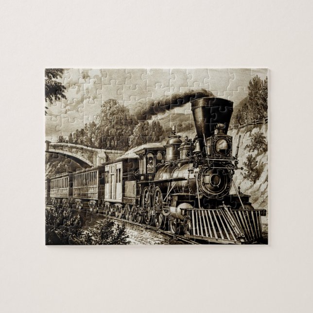 Old Steam Engin Train Railroad Railway Jigsaw Puzzle (Horizontal)
