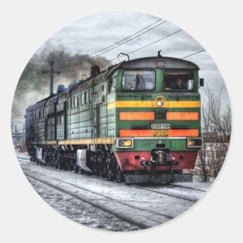 Old Steam Engine Locomotive Train Photo   Classic Round Sticker