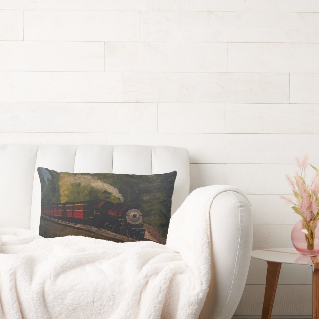 Old Steam Engine, Original by Gary Poling Lumbar Pillow (Couch)