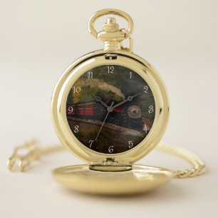 Old Steam Engine, Original by Gary Poling Pocket Watch