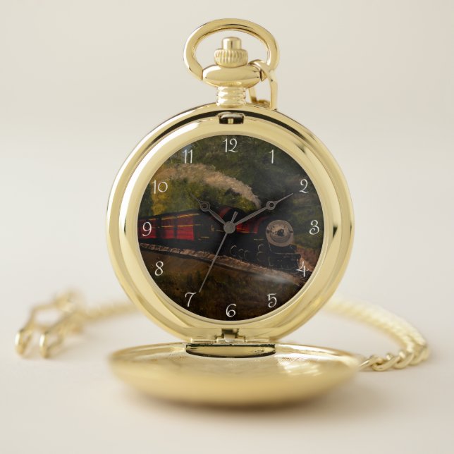 Old Steam Engine, Original by Gary Poling Pocket Watch (Inside)