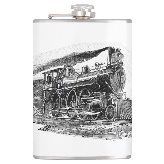 Old Steam Locomotive Flask (Front)
