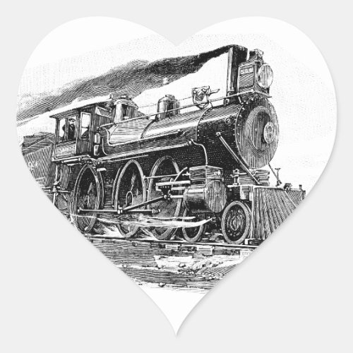 Old Steam Locomotive Heart Sticker