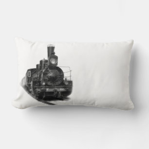 Old steam locomotive lumbar pillow