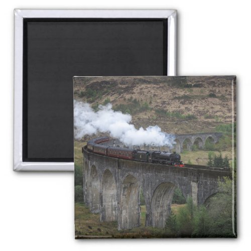 Old steam train on Glenfinnan Viaduct Magnet