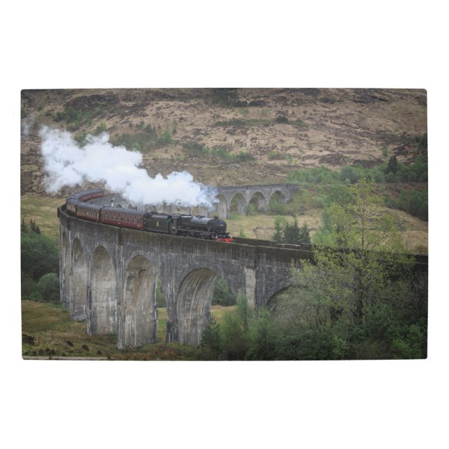 Old steam train on Glenfinnan Viaduct Metal Print (Front)