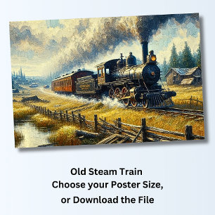 Old Steam Train Poster