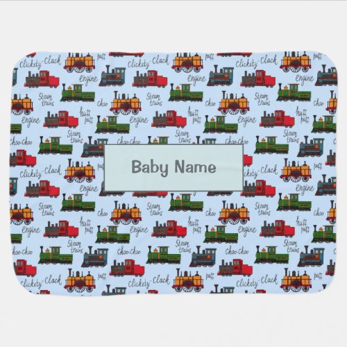 Old Steam Trains Clickety Clack Choo Puff    Baby Blanket