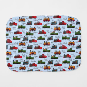 Old Steam Trains Clickety Clack Choo Puff  Baby Burp Cloth