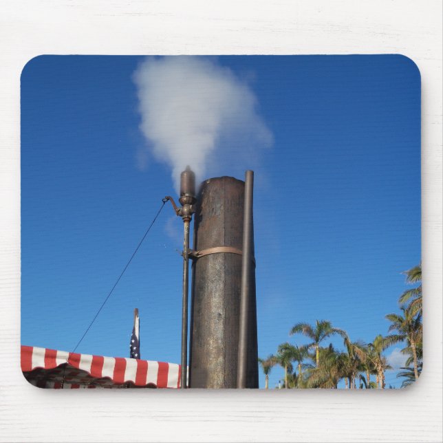 old steam whistle with a white plume of steam mouse pad (Front)