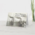 [ Thumbnail: Old Steamships On The Water Birthday Card ]