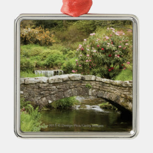 Old Stone Bridge Across A Stream In Dartmoor Park Metal Ornament