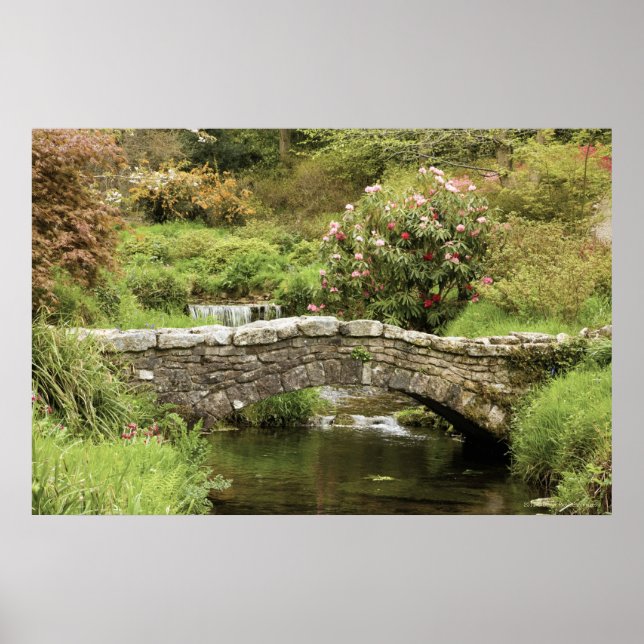 Old Stone Bridge Across A Stream In Dartmoor Park Poster (Front)