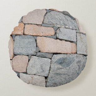 Old stone wall of ancient castle. abstract,ancient round pillow