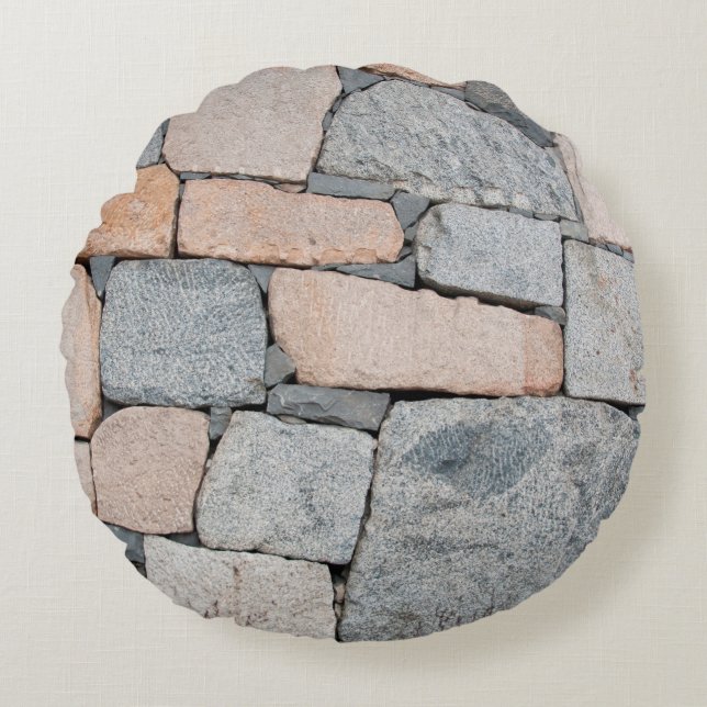 Old stone wall of ancient castle. abstract,ancient round pillow (Front)