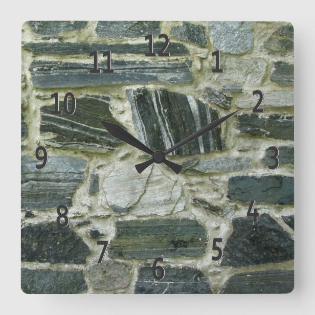 Old Stone Wall Square Wall Clock (Front)