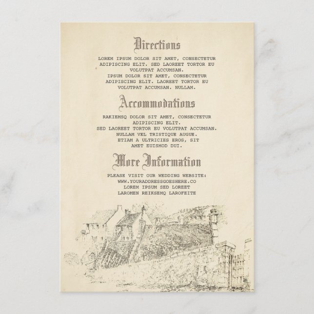 Old Story Book Wedding Details - Information Enclosure Card (Front)