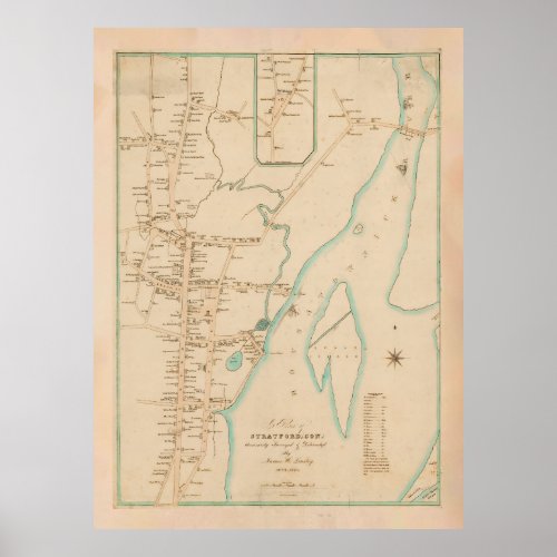 Old Stratford CT Map 1824  Poster
