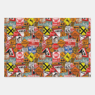 Old Street Signs Wrapping Paper Sheets