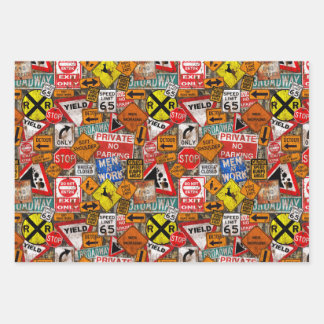 Old Street Signs Wrapping Paper Sheets