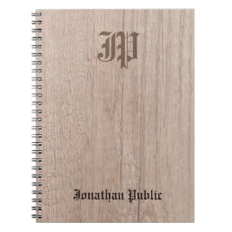 Old Style Calligraphed Monogram Template Wood Notebook