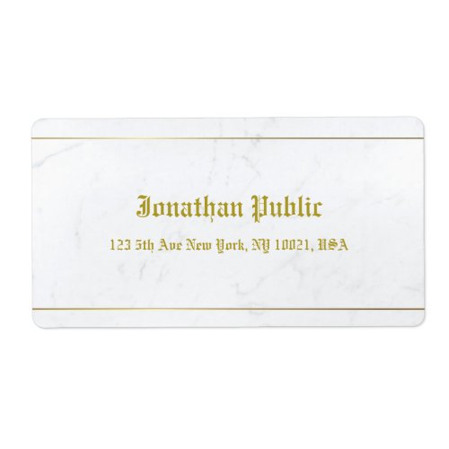 Old Style Calligraphy Elegant Marble Gold Shipping Label