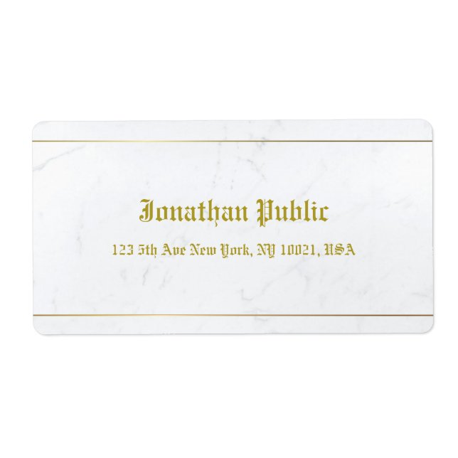 Old Style Calligraphy Elegant Marble Gold Shipping Label (Front)