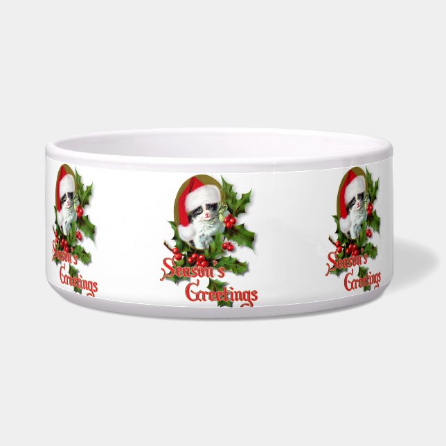 Old Style Christmas Kitten Season's Greetings Bowl (Right)