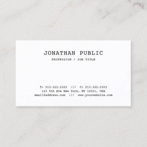 Old Style Classic Nostalgic Look Simple Plain Chic Business Card