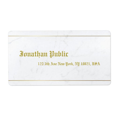Old Style Gold Calligraphy Elegant Marble Shipping Label
