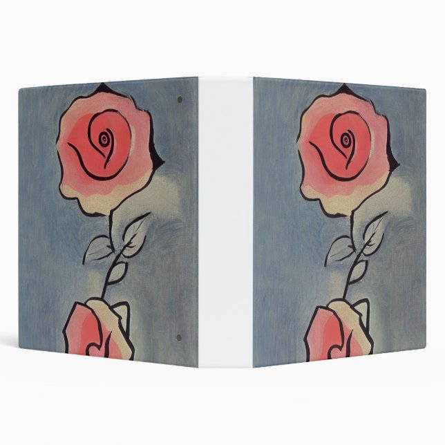 old style grungy rose flower oil painting 3 ring binder (Background)