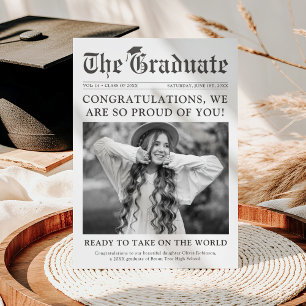 Old Style Newspaper Photo 2026 Graduate Letterpress Photo Cards