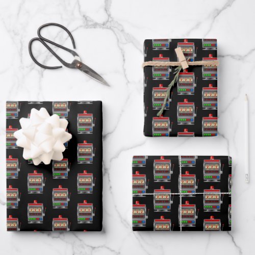 Old Style One Armed Bandit Slot Machine Gambling Wrapping Paper Sheets