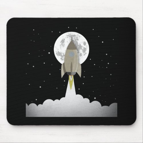 Old style rocket lift off mouse pad