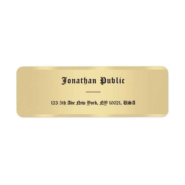 Old Style Text Faux Gold Simple Template Elegant Label (Front)