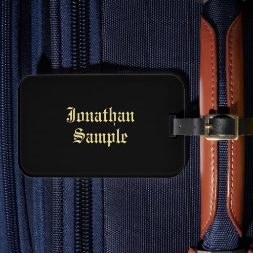 Old Style Text Premium Black Gold Look Font Luggage Tag