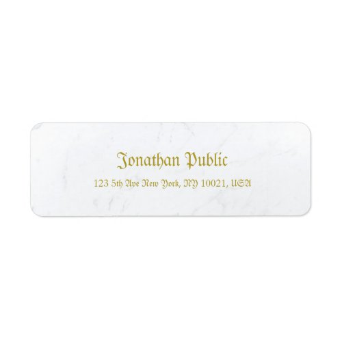 Old Style Text Stylish Marble Gold Return Address Label