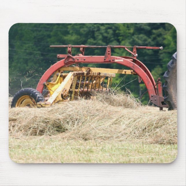 Old Style Towed Hay Rake At Work Mouse Pad (Front)
