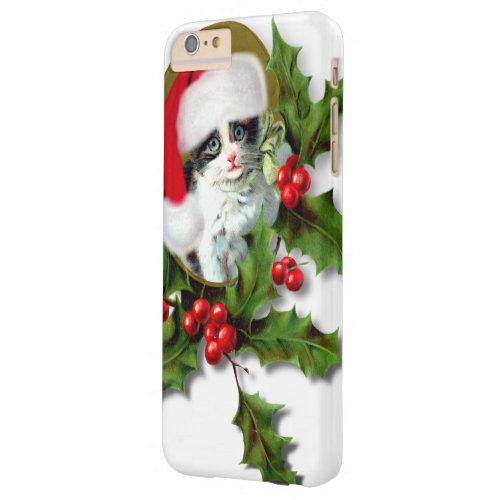 Old Style Vintage Christmas Kitten Barely There iPhone 6 Plus Case