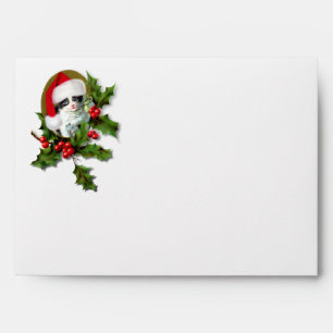 Old Style Vintage Christmas Kitten Envelope
