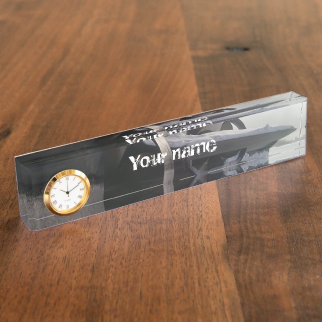 Old submarine in the snow desk name plate (Side)