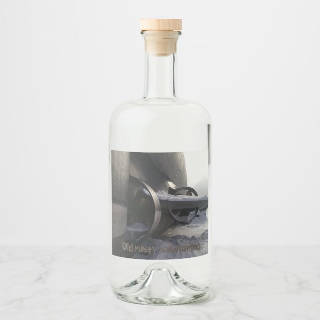 Old submarine in the snow liquor bottle label (Front)