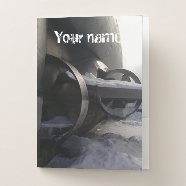 Old submarine in the snow pocket folder (Front)