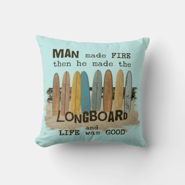 Old Surfer Humor Throw Pillow (Front)
